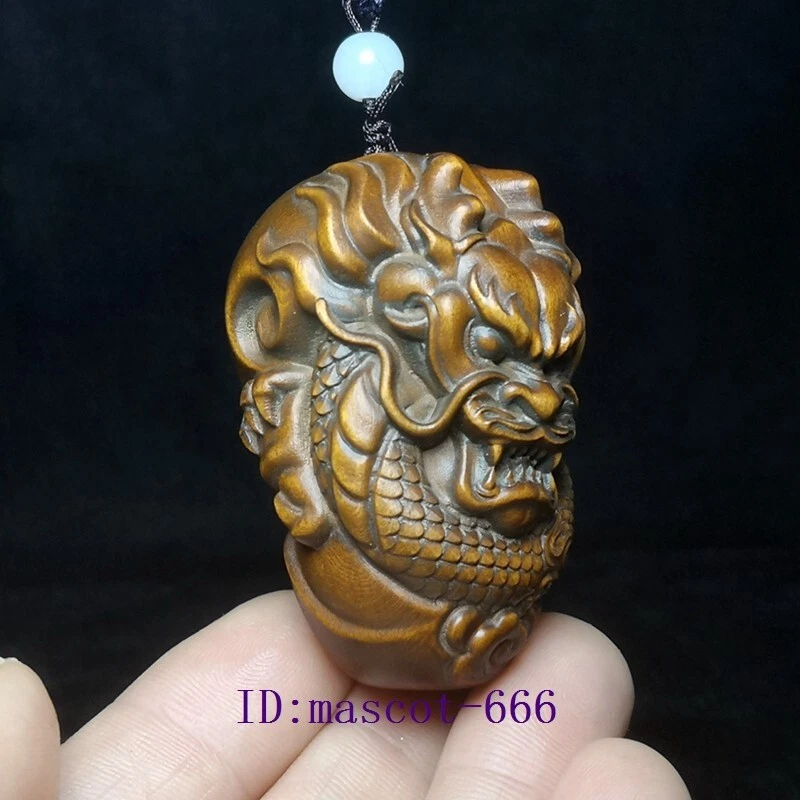 Estatua de dragón largo tallada a mano de boj japonés adorno antiguo regalo coleccionable Foto 2 de 4