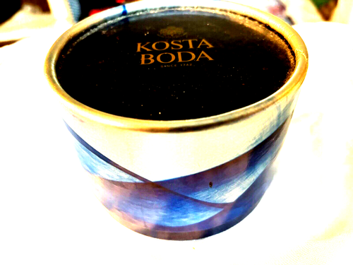 KOSTA BODA ... GREEN Atoll Green Swirl 4 1/2"Candle Holder Bowl w/BOX - Picture 4 of 5