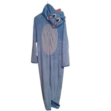 Briefly Stated Hippo Pajamas Womens Size Medium One-Piece Animal Costume Comfy