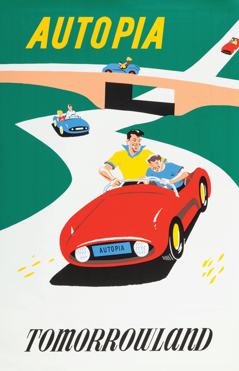 Disneyland Autopia Retro Poster 13x19 Print - Satin Finish Wall