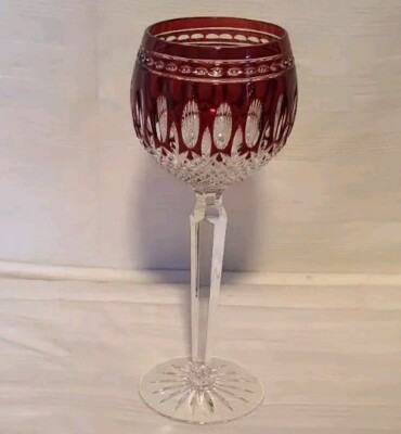  Waterford Ruby Red Crystal Cut to Clear Clarendon Hock Goblet 8'' More Available