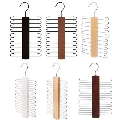 Wooden Tie Rack Multifunctional Belt Storage Hanger Anti-Slip for Home Storage Q