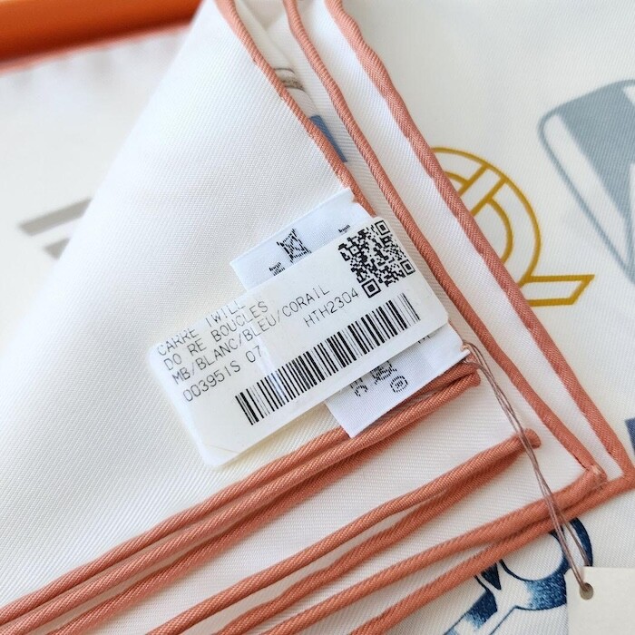 Hermes Scarf Stole Do Re Boucles White Chain Accessory Silk
