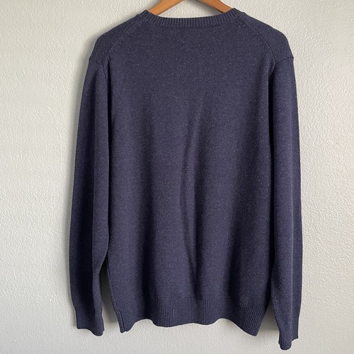 Untuckit Herren großer Baumwollwolle blau Rundhalsausschnitt Pullover Strickpullover - Bild 2 von 6