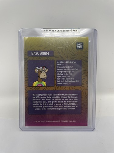 GAS TRADING CARDS IRL #14 HIPPIE SUSHI CHEF (BAYC #8614) ROOKIE CARD /100 - Picture 4 of 4