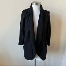 Wilfred North Shawl Collar Open Front Blazer Solid Black Size 2 17629