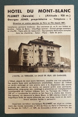 Werbepapier Flumet, Savoyen (73), Hôtel du Mont-Blanc, Montagne