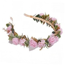 Flower Crown Headband, Fairy Rose Floral Headpiece - Artificial, Lace Foam Pink