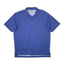 Turtleson Shirt Mens L Large Blue Printed Stretch Performance Droptail Polo