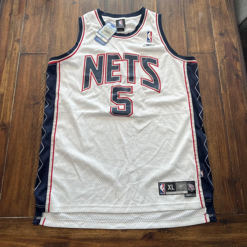 New Jersey Nets Basketball Jersey Mens XL White Navy NBA Home Jason Kidd Reebok - Image 3 of 4
