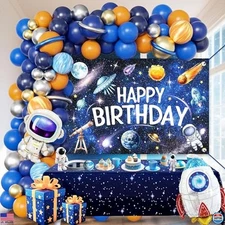 Outer Space Birthday Decorations, Rocket Balloons & Happy Birthday Backdrop