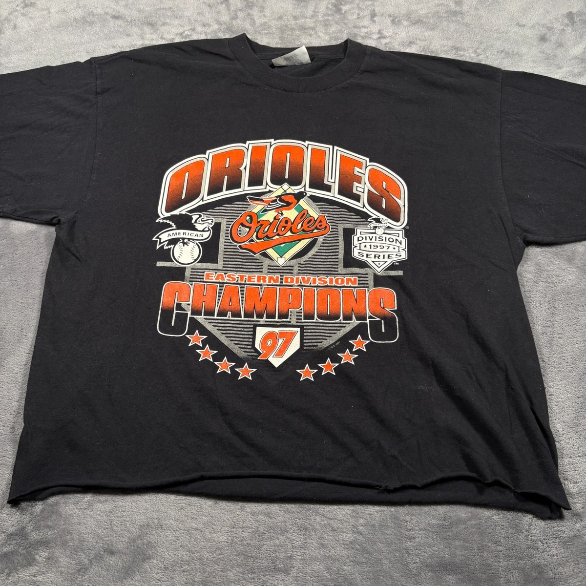 Vintage 1997 Baltimore Orioles T-Shirt Mens XL Black Eastern