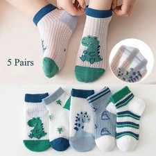 5Pairs/Lot Children's Socks 2-12Y Boys Girls Summer Cute Dinosaur Cartoon Thin M