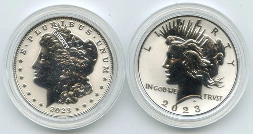 2023 Morgan + Peace Silver Dollars 2-Coin Set - Reverse Proof - Q708