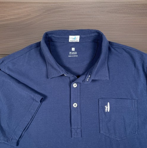 Johnnie-O Hangin’ Out Polo Youth 16 Navy Blue Pocket Golfer Surfer Stretch EUC