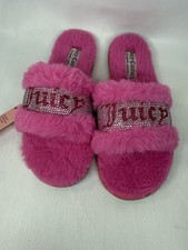 Juicy Couture Faux Fur Slippers. Juicy fuzzy slippers pink and rhinestones M 7/8