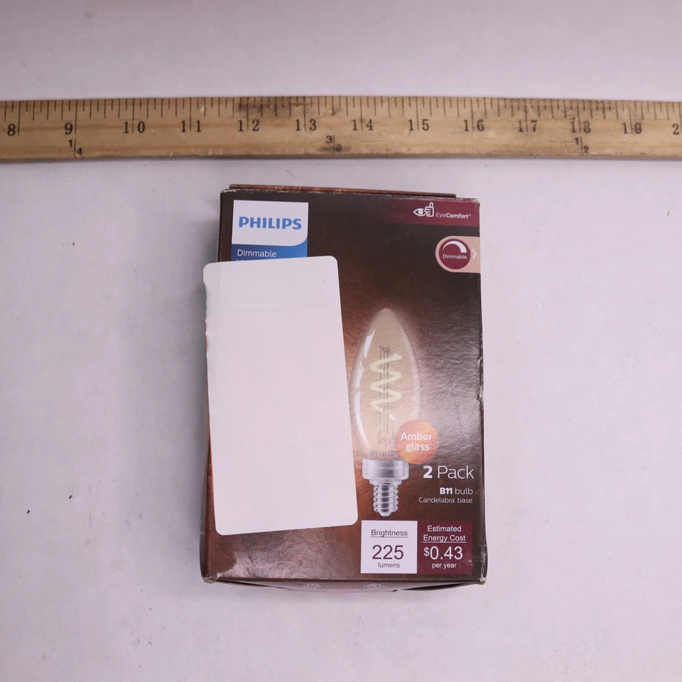 (2-Pk) Philips Decorative Chandelier Antique Filament LED Light Bulb - Image 2 of 4