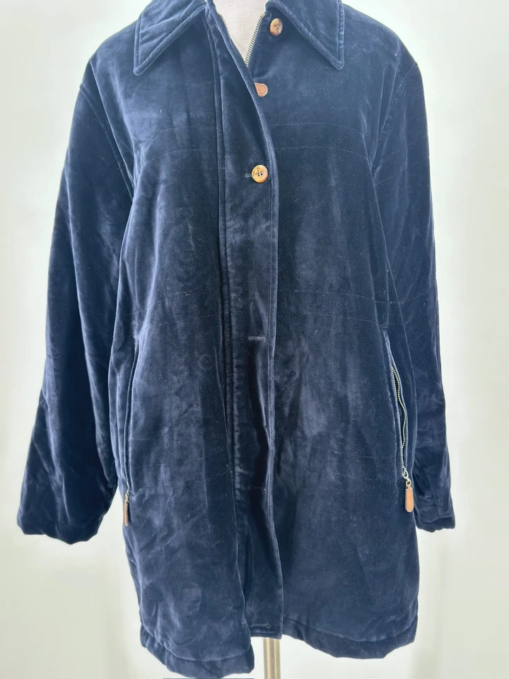 Jaqueta Mondi Sports Vintage Anos 80 Azul Veludo Gola Car Coat Tamanho IT 38 EUA P - Imagem 3 de 4