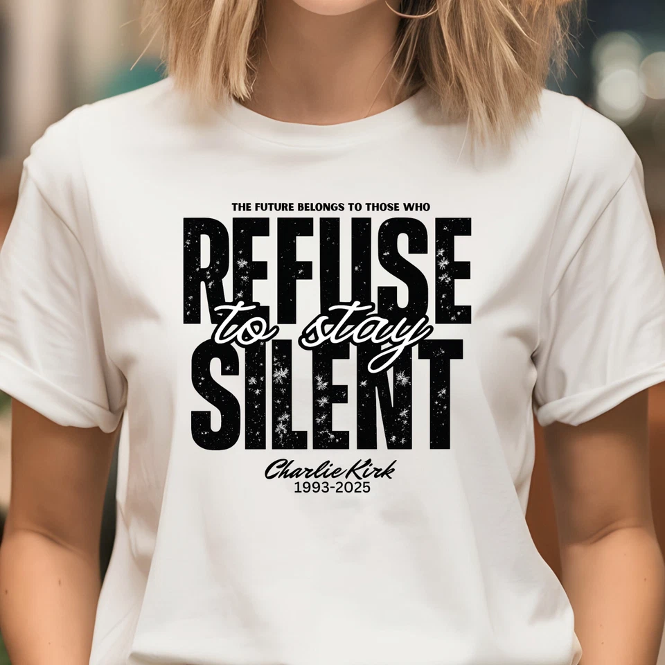 Camiseta Charlie Kirk Camiseta de protesta Camiseta de activista RIP Charlie se niega a quedarse Foto 3 de 4