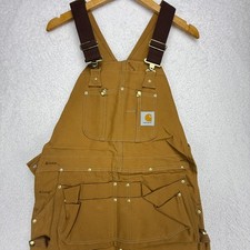 Carhartt Double Knee Carpenter Bib Overalls Nail Apron Mens 34x30 R28 Brown NWT