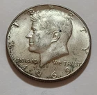 1969-D Kennedy Half Dollar • 40% Silver • Circulated •     X121