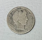1892-S Silver Barber Quarter, Fine Details, Cleaned & Corroded, Better Date!