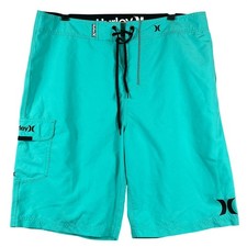 Hurley Mens 34 Board Shorts Phantom Stretch EZ Fly Turquoise Surf Beach Swimwear