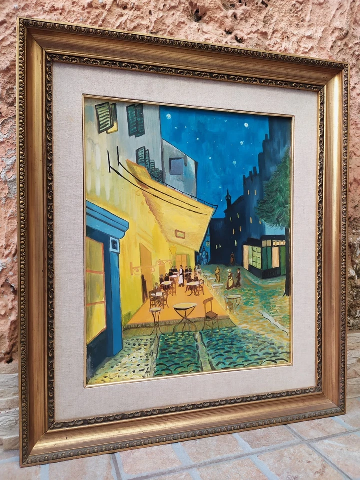 Terrace of the Café at Night Vincent Van Gogh Handpainted Copy Oil Painting - Image 4 of 4