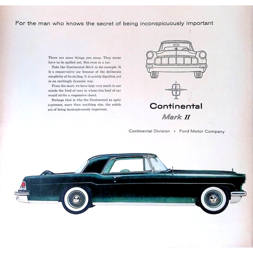 1956 Lincoln Classic Car Print Ad Continental Mark II 2-Door 11"X14" - Picture 3 of 3