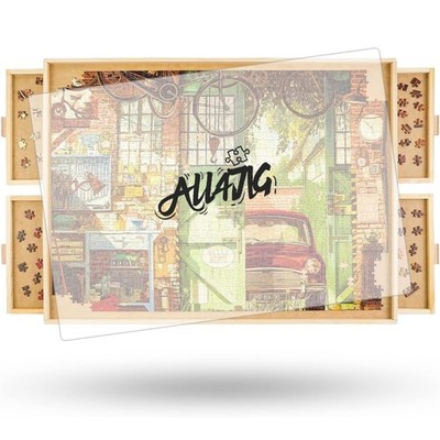 1500 Pieces Rotating Puzzle Board with 4 Drawers and Cover,25''x34'' Portable W...