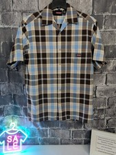 Dickies Shirt Size M Multicolored Plaid Cotton-Poly Blend Button-Up Short Sl EUC