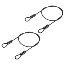 2 Pcs 3/16" Dia 3 ft (39") Vinyl Coated Stainless Steel Cable with Loops, Black