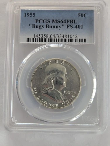 1955 Franklin Half Dollar Bugs Bunny PCGS MS64FBL