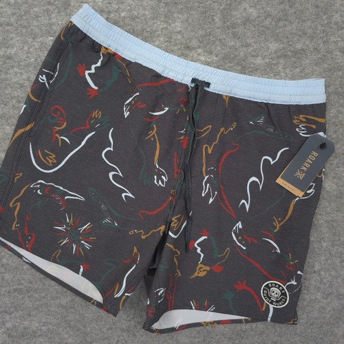 Roark Shorey Creature 16” Elastic Waist Trunks Black Mens Size Medium NWT $66 M