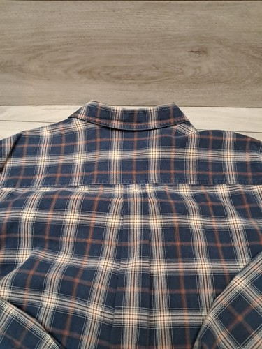 L.L. Bean Oxford Button Down Long Sleeve Shirt Men's M Plaid Blue White Orange - Picture 13 of 17