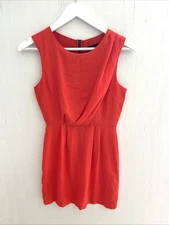 TOPSHOP Blood Orange Draped Pleated Sleeveless Sheath Mini Dress Size US 2 UK 6