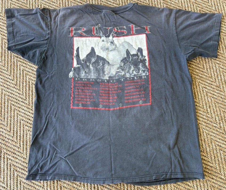 Camiseta RUSH Vintage 1990 Presto Concert Tour Grande Original Foto 2 de 4