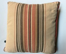 RARE Ralph Lauren DECORATIVE PILLOW Brown COTTON STRIPE Cream Peach DOWN