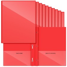 24 Pcs Plastic Folders with Clear Front Pocket and 3 Prong Take Home Plastic ...