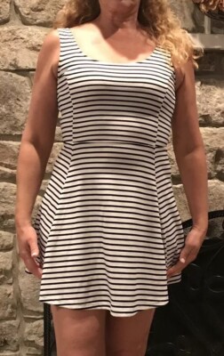 Divided HM Womens Black White Striped Sleeveless Skater Dress NWOT Size 6