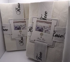 NWT PAIR of Rose Tree JILLIAN Quilted Euro Shams 26x26" Pillow  Azul Ivory Cream