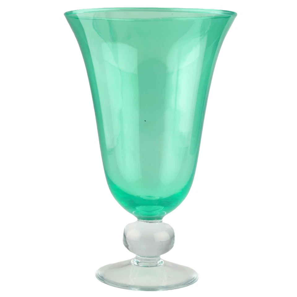 Glas Vase grün 25 cm Kugel Kelch Glasvase hellgrün Tulpenvase Vintage