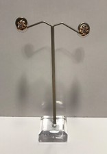 925 Sterling Silver Rose Gold Tone Flower CZ Stud Earrings