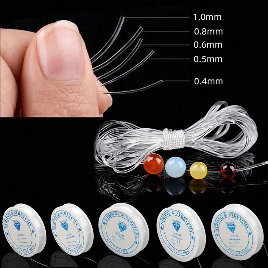Cordón elástico transparente 0,4-1 mm | Hilo de cuentas de resina para joyería y pulsera hágalo usted mismo Mak Foto 3 de 4