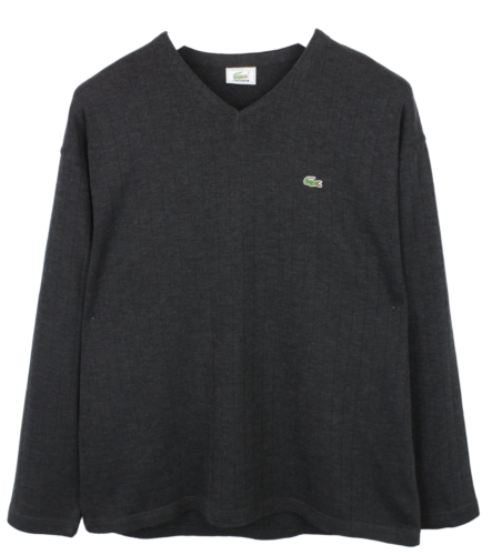 LACOSTE Jumper Men's 2XL Pullover Wool Blend Knitted V-Neck Grey - Picture 1 of 8