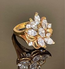 925 STERLING SILVER VERMEIL 15 CARAT CZ COCKTAIL RING SIZE 5
