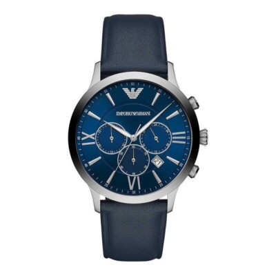 emporio armani ar11226 giovanni blaues Zifferblatt Leder Herren Chronograph Uhr