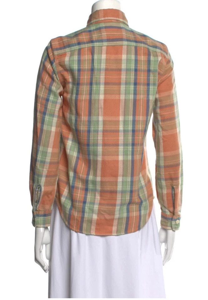 Camisa RRL Doble RL Ralph Lauren Para Mujer Mediana Western Cuadros Abotonada Top 3 Foto 3 de 4
