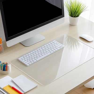Clear PVC Table Cover Non-Slip Desktop Protection Pad Office Desk Protector Mat - Image 1 of 4