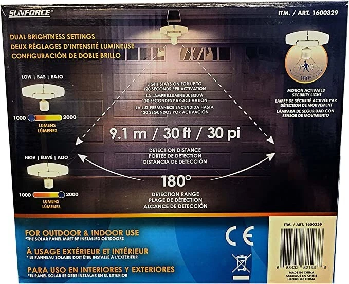 Luz de seguridad activada por movimiento solar SunForce 2000 lúmenes Foto 2 de 3